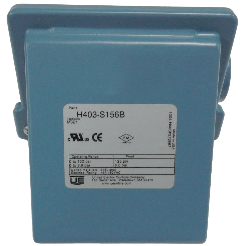 United Electric Pressure Switch, 400 Series Type H403 Models S126B to S164B